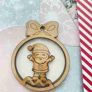 Holiday Ornaments SANTA Circle Chape Wood Shaker 4-Pcs Set WS33