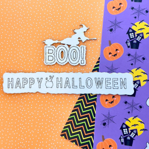 Boo -Happy Halloween -Sentiments Chipboards