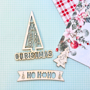 Ho Ho Ho - Merry Christmas -Sentiments Chipboards