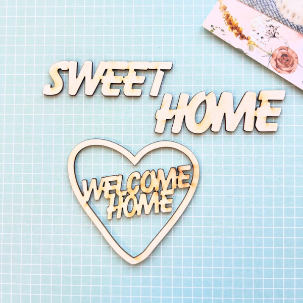 Sweet Home - Heart Welcome Home Laser Cut Chipboard