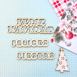 Feliz Navidad - Felices Fiestas -Sentiments Chipboards