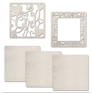 It's a Girl Set of Five Square Chipboard Ciao Bella