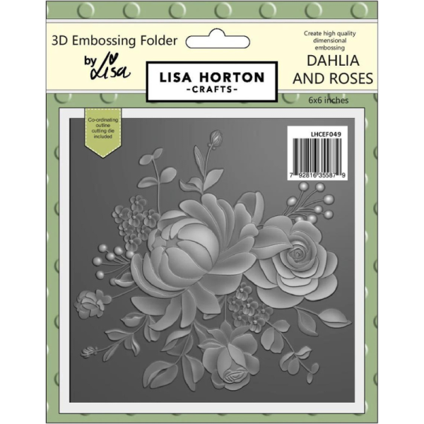 Dahlia And Roses 6x6 3D Embossing Folder With Cutting Die