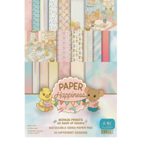 paper happiness 6x9 scrapbook paper pack with pastel designs, double sided sheets for journaling and crafts