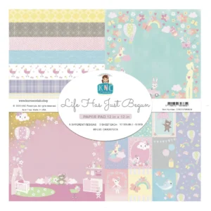 Life Has Just Begun 12x12 double sided baby scrapbook paper pad with whimsical pastel nursery themed designs