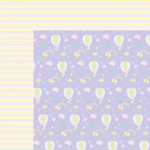 Look From Above whimsical baby double sided paper with pastel hot air balloons and nursery themed patterns