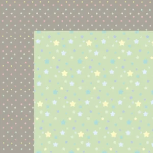 Life Begins Peaceful Dreams double sided scrapbook paper with pastel stars and nursery themed patterns